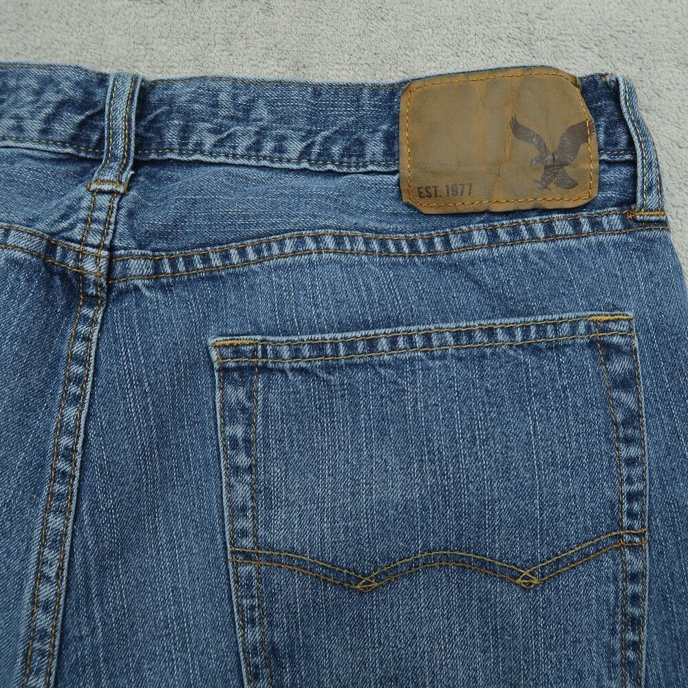 American Eagle Jeans Mens Size 33x34 Blue Original Straight 100% Cotton Denim - Picture 8 of 16